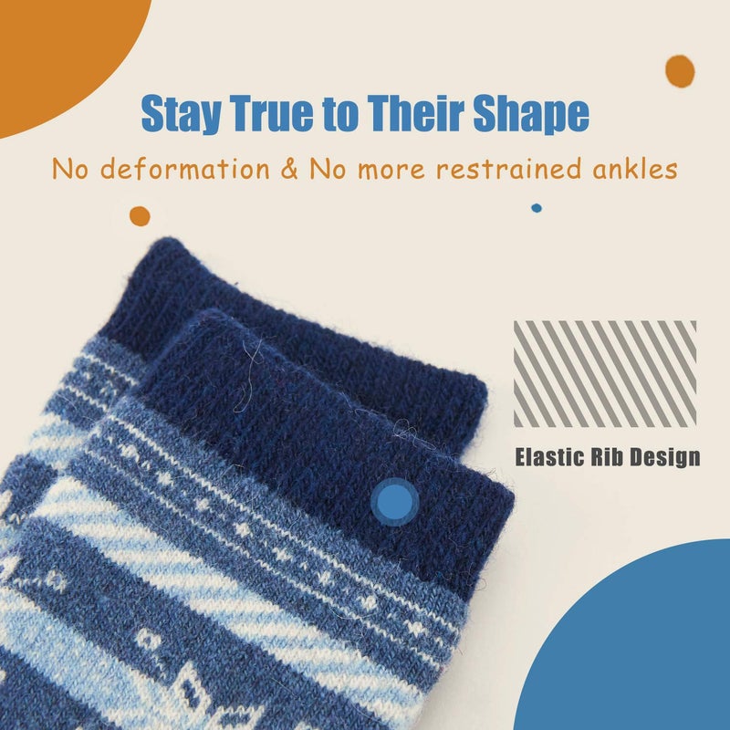 HowJoJo Toddler Boys Wool Socks Kids Thermal Winter Warm Crew Socks 6 Pack 3-5 Years - Image 3